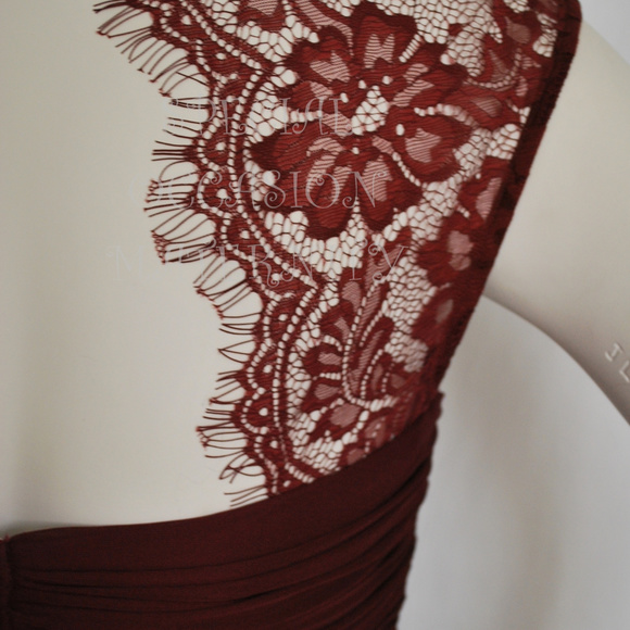 Wine Burdundy Lace Cutout Maternity Dress Baby NWT - Picture 2 of 7